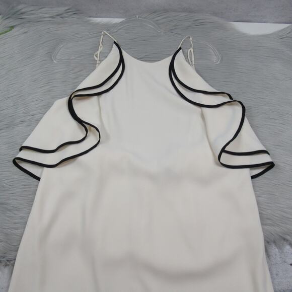 HALSTON Ruffled Crepe Halter Neck Mini Shift Dress Open Back Women’s Size 14 - Picture 5 of 10